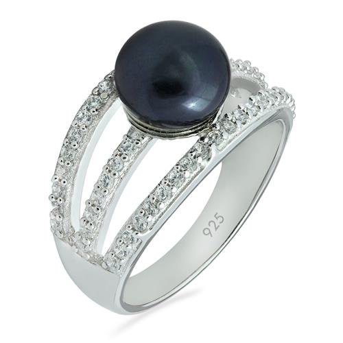 BUY STYLISH BLACK PEARL GEMSTONE  RING IN STERLING SILVER